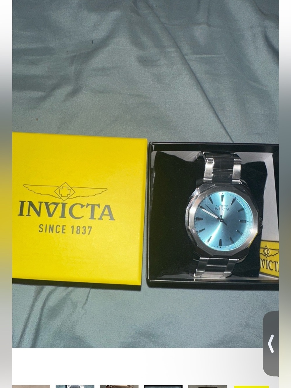 Invicta Speedway NWT Men's 48912 Light Turquoise Blue Stainless Steel Watch Box - Picture 12 of 13